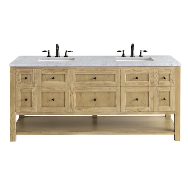 James Martin Vanities Breckenridge 72in Double Vanity, Light Natural Oak w/ 3 CM Carrara Marble Top 330-V72-LNO-3CAR - main